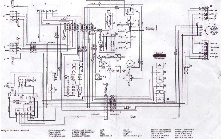 Schéma zapojení elektroinstalace Multicar M25